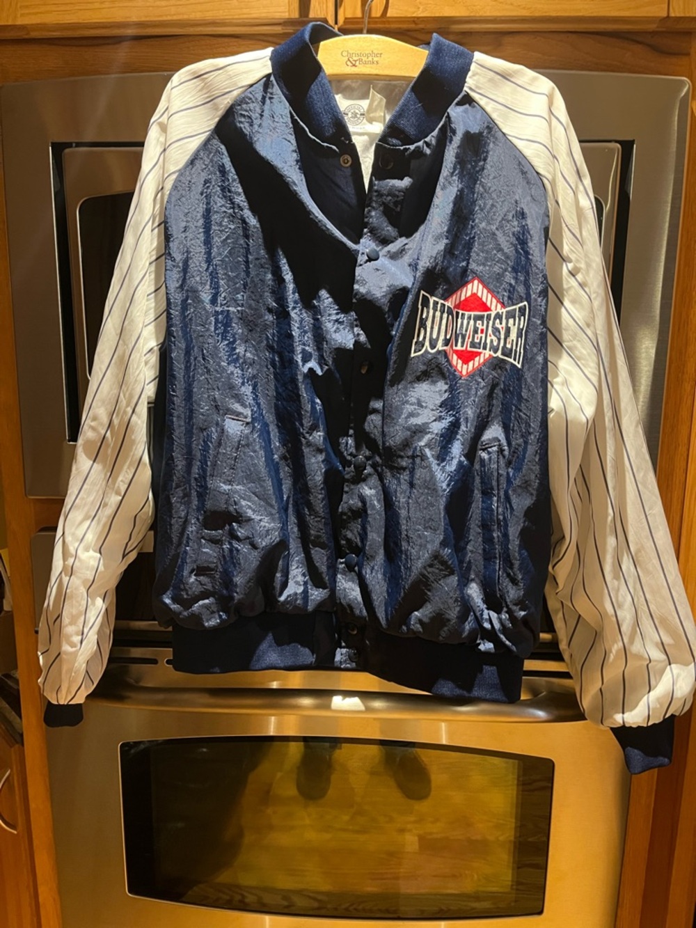 Budweiser Navy, White & Red Satin Team Jacket